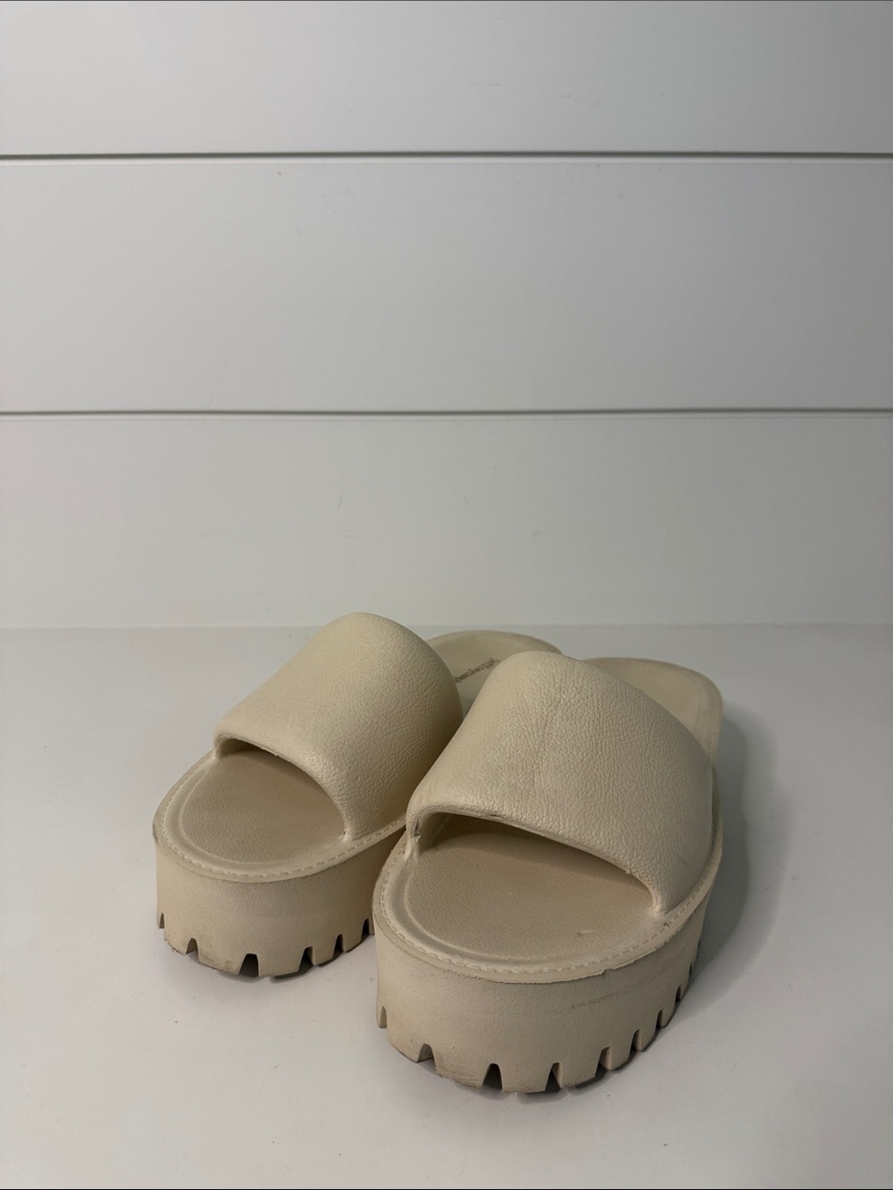 Jeffrey Campbell Platform Slide Sandals Cream